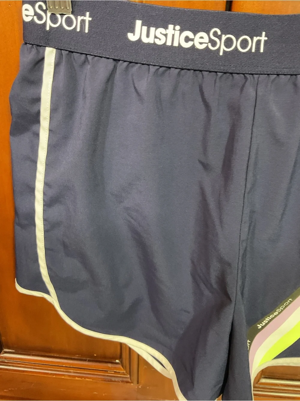 Justice Sport Girls Size XL 16/18 Lknw Athletic Shorts Solid Blue 3” Inseam Raci